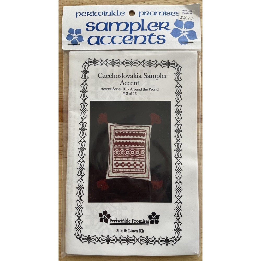 Periwinkle Promises Sampler Accents CZECHOSLOVAKIA SAMPLER ACCENT Silk-Linen Kit